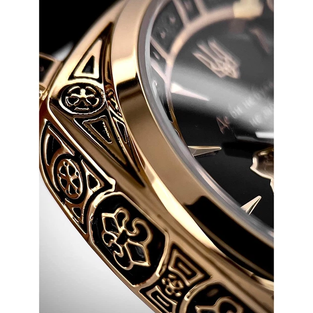 Жіночий наручний годинник Awarder 021-3D Де би не була Gold-Black-Black Leather - изображение 8