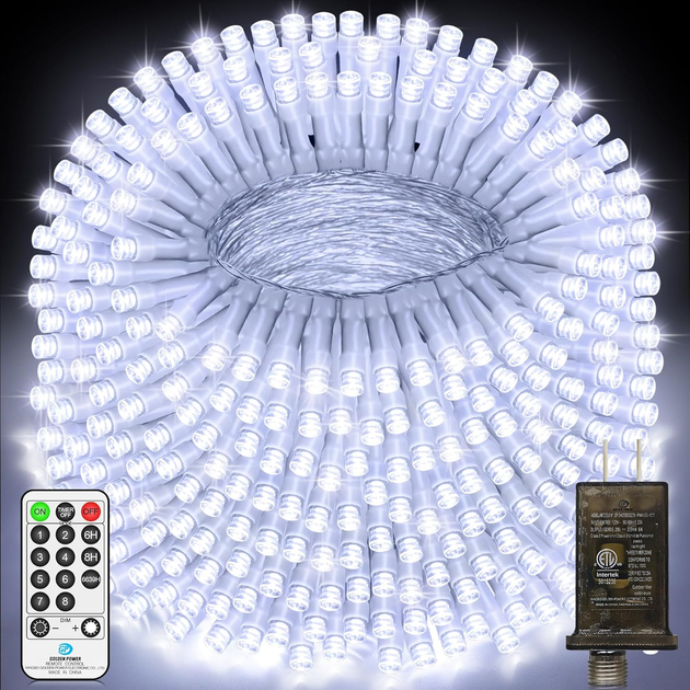 Уличная светодиодная гирлянда JXLEDAYY 50 м 300 LED теплый белый | 8 режимов, таймер, IP44, для дома, сада и елки - изображение 2