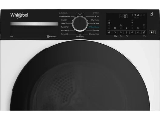 Сушильна машина Whirlpool тепловий насос, 9кг, A+++, 60см, дисплей, люк чорний, білий - изображение 3