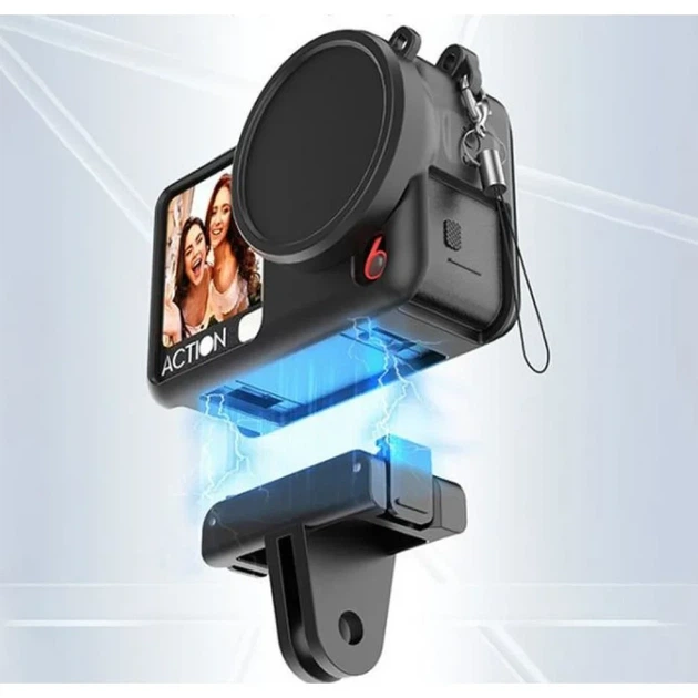 Силиконовый чехол с крышкой на объектив для экшн-камер DJI OSMO Action 6 черный - изображение 6