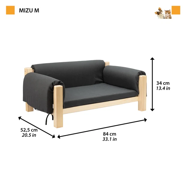 Диван-лежак для собак і кішок з бавовняним матрацом 84 x 52 x h 34 cm DOG&CAT BED MIZU M (A-048239) - зображення 2