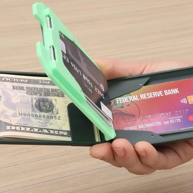 Компактный кошелек для карт и наличных с RFID-защитой от считывания серебристый (NR0330_2) - изображение 4