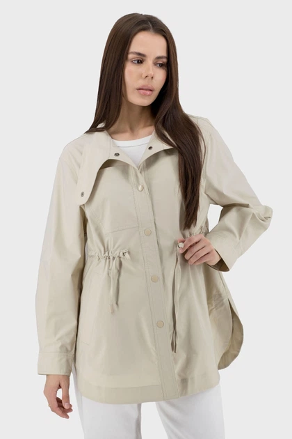 Жіночий однотонний плащ casual з кулісою та кнопками для осені та весни Evona (бежевий, 36), 117637, 117622 - Фото 2 Жіночий однотонний плащ casual з кулісою та кнопками для осені та весни Evona (бежевий, 36), 117637, 117622 - зображення 2