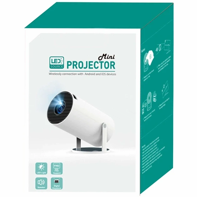 Проектор FIRE 502 HD 170 ANSI 3 Вт 43-120 дюймів для домашнього кінотеатру білий - Фото 2 Проектор FIRE 502 HD 170 ANSI 3 Вт 43-120 дюймів для домашнього кінотеатру білий - зображення 2
