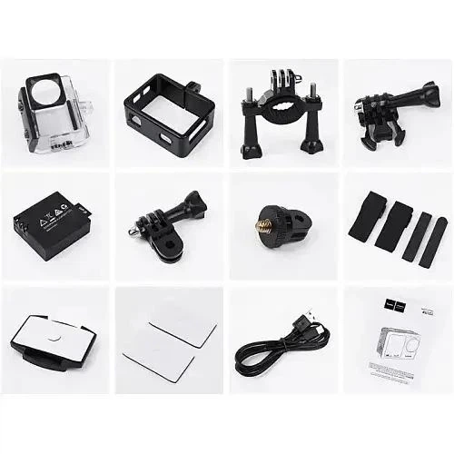 Экшн-камера Hoco DV100 1440P 30FPS 900mAh Black водонепроницаемая с креплениями и чехлом - изображение 7