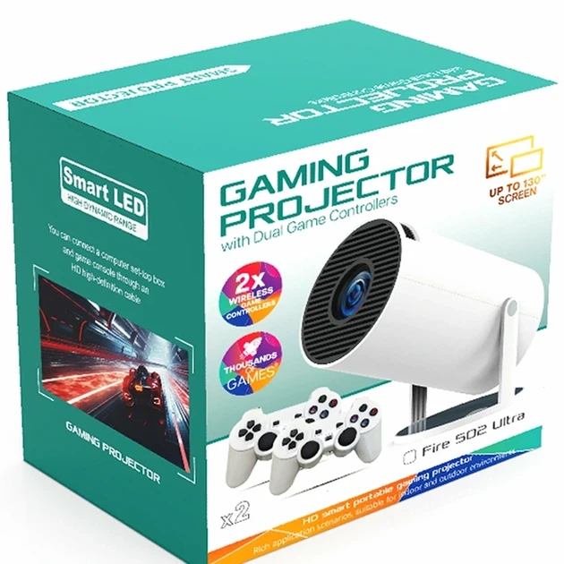 Проєктор FIRE 502 Ultra HD 3W 1280x720 43-120 дюймів для ігор і фільмів білий - зображення 2