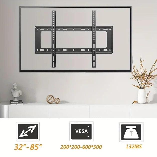 Кронштейн для телевизора 40-80 дюймов черный металлический VESA до 75 кг T70 комплект креплений - Фото 5 Кронштейн для телевизора 40-80 дюймов черный металлический VESA до 75 кг T70 комплект креплений - изображение 5