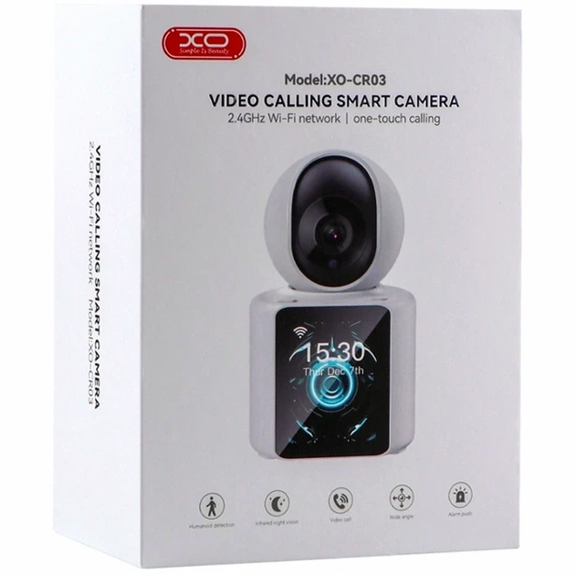 Смарт камера Two-Way Video 1080FHD с двухсторонней связью Wi-Fi белая модель XO CR03 - Фото 2 Смарт камера Two-Way Video 1080FHD с двухсторонней связью Wi-Fi белая модель XO CR03 - изображение 2