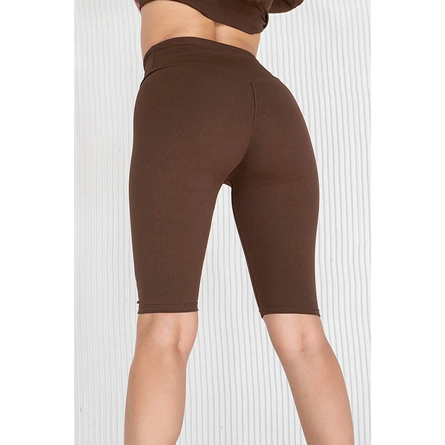 Шорты-велосипедки в рубчик с пушапом TotalFit HW146 XL Коричневый (60399021) - изображение 3