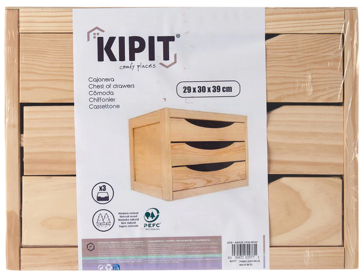 Organizer Kipit Mini 3 szuflady drewniany 29 x 30 x 39 cm (8430852829771) - obraz 3