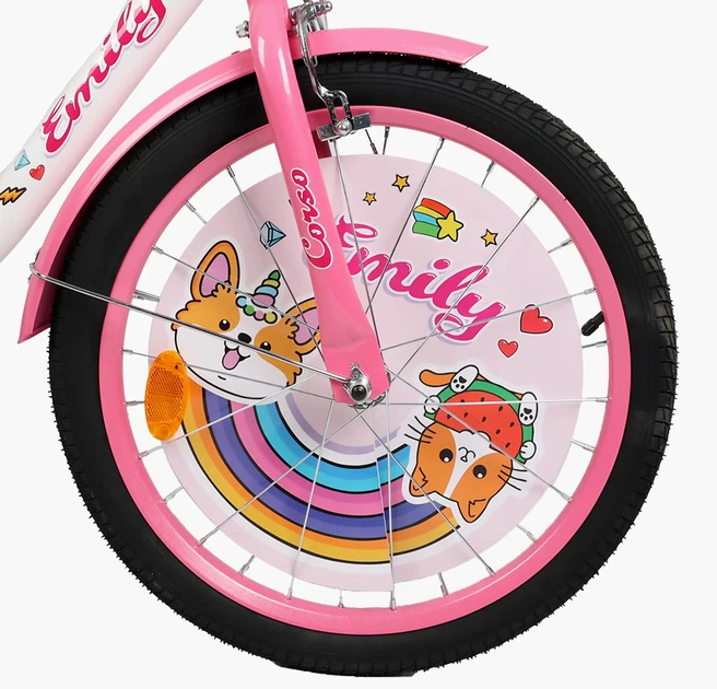 Детский двухколесный велосипед 20" дюймов Corso Emily ML-599 стальная рама 1 скорость. Pink and White (189139) - изображение 5