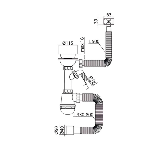Сифон для кухні Mixxus SK-05-BL 3 1/2"x40 з пластиковою сіткою, відведенням для пральної машини, гн 11450 ( 10412 ) - Фото 2 Сифон для кухні Mixxus SK-05-BL 3 1/2"x40 з пластиковою сіткою, відведенням для пральної машини, гн 11450 ( 10412 ) - изображение 2