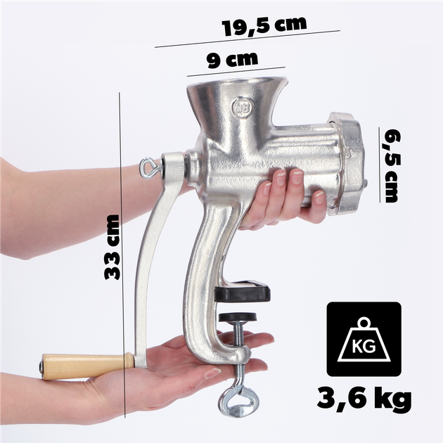 М’ясорубка ручна Kadax Hamra розмір 10 (5903699427880) - зображення 3