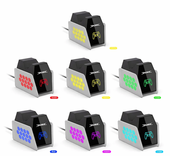 Одномісна док-станція DOBE для PS5 DualSense / Edge з RGB-підсвічуванням, швидка зарядка - Фото 3 Одномісна док-станція DOBE для PS5 DualSense / Edge з RGB-підсвічуванням, швидка зарядка - зображення 3