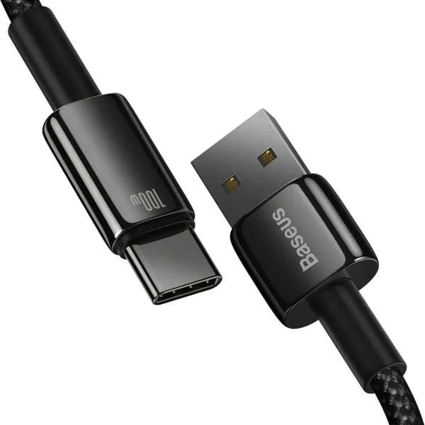 Кабель Baseus USB to Type‑C (CAWJ000001), 100W, 1 м, PD, QC, 480 Мбіт/с, передача даних / зарядка, підвищеної міцності, чорний - зображення 2