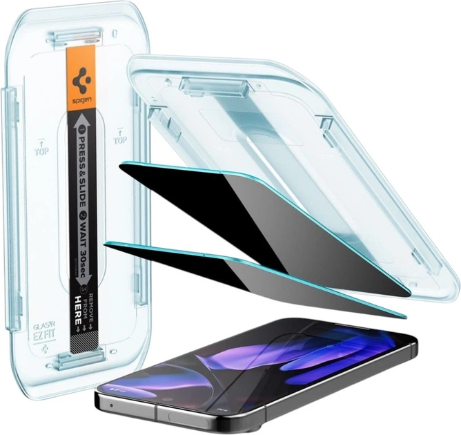Szkło hartowane Spigen Glas.TR EZ Fit Privacy do Google Pixel 9/9 Pro/10/10 Pro 2 szt. (AGL09312) - obraz 2