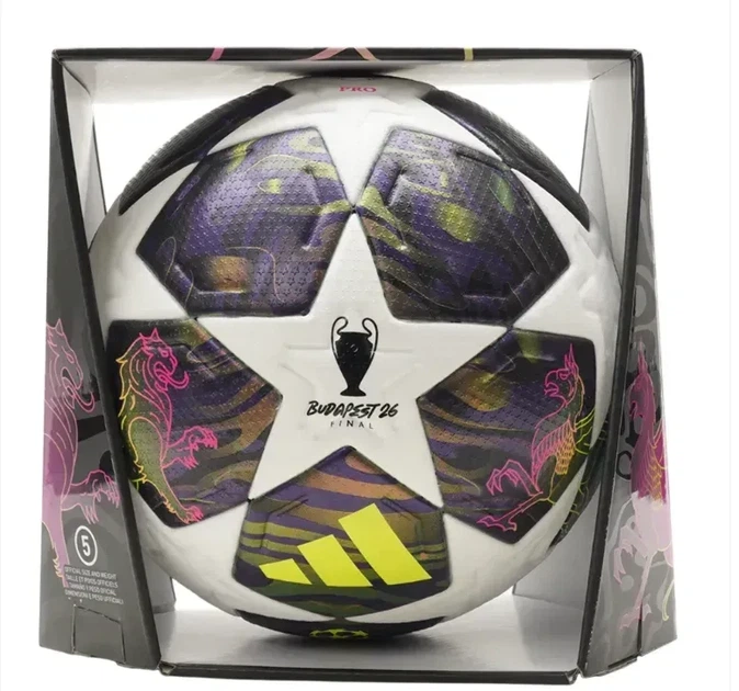 М'яч футбольний професійний Adidas UCL 2026 Budapest Pro OMB JX9077 №5 Фіолетовий - зображення 2
