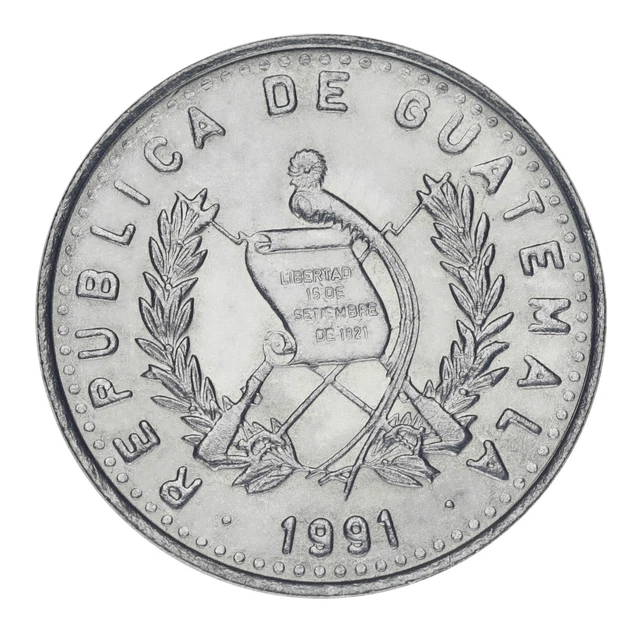 Монета Гватемала 25 сентаво 1991 AU-UNC - Фото 2 Монета Гватемала 25 сентаво 1991 AU-UNC - изображение 2