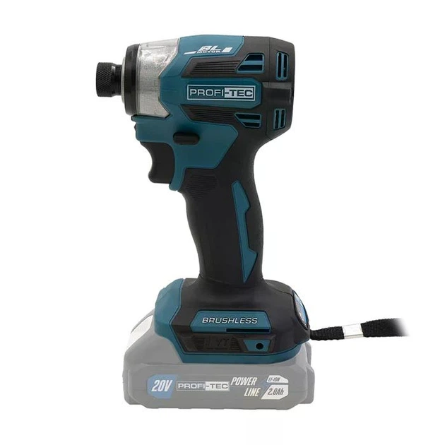 Акумуляторний імпульсний гвинтоверт PROFI-TEC PID1820BL (20 В, безщітковий двигун, 180 Нм, хвостовик 1/4″) 2×PT2020MP (2.0 Аг), ЗП BC20V, кейс + кейс з набором біт - изображение 8