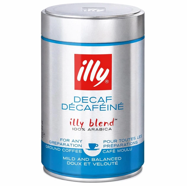 Кава Мелена без Кофеїну illy Decaffeinato, 100% Arabica, 250 грам - Фото 1 Кава Мелена без Кофеїну illy Decaffeinato, 100% Arabica, 250 грам - зображення 1
