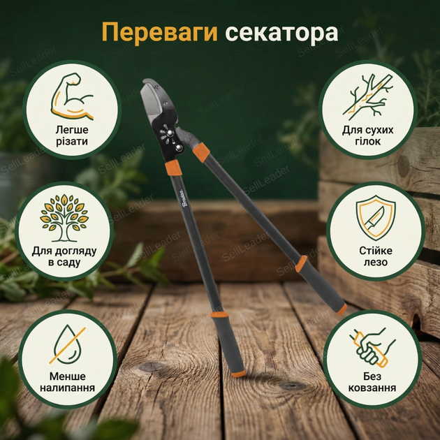 Секатор с наковальней сталь 65mn ветки до 45 мм для сухих веток деревьев кустарников тефлоновое лезвие V-series KT-V1270 - Фото 2 Секатор с наковальней сталь 65mn ветки до 45 мм для сухих веток деревьев кустарников тефлоновое лезвие V-series KT-V1270 - изображение 2