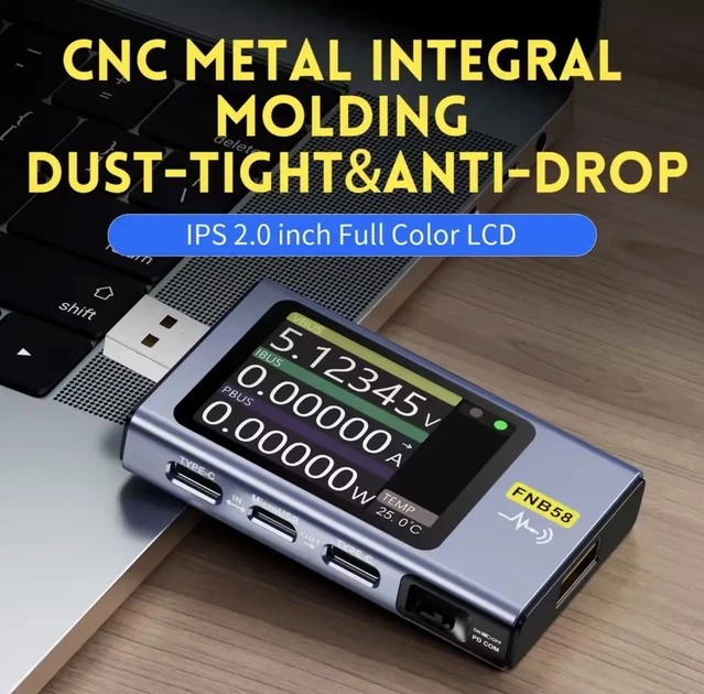 USB тестер FNIRSI FNB58 з Bluetooth, вимірювач напруги, струму та потужності, PD QC - изображение 7