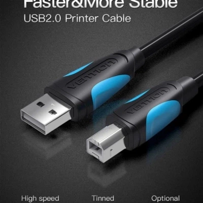 Кабель для принтера USB 2.0 AM/BM 1.0m black VENTION (VAS-A16-B100) - зображення 2