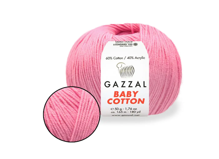 Пряжа Gazzal Cotton Baby Рожевий №3468 - Фото 1 Пряжа Gazzal Cotton Baby Рожевий №3468 - изображение 1