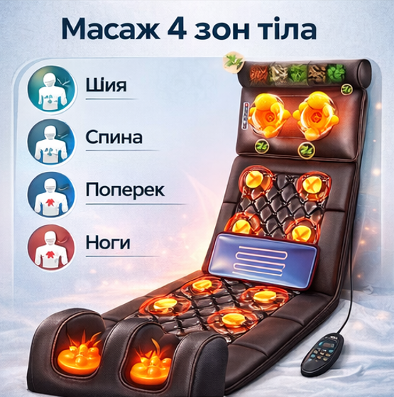 Електричний масажний матрац для спини, шиї та ніг RETTER ReNova ZH-09YX5 з підігрівом, вібромасажем та роликовим масажем - Фото 6 Електричний масажний матрац для спини, шиї та ніг RETTER ReNova ZH-09YX5 з підігрівом, вібромасажем та роликовим масажем - зображення 6