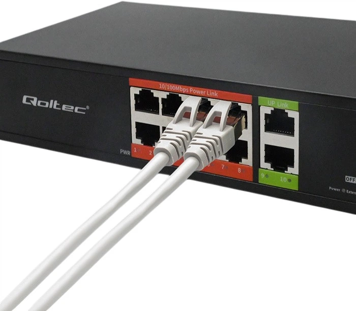 Комутатор Qoltec SWITCH Fast Ethernet PoE 8 x RJ45 PoE / 2 x RJ45 Uplink 120W 100 Mbps (5901878522906) - зображення 4