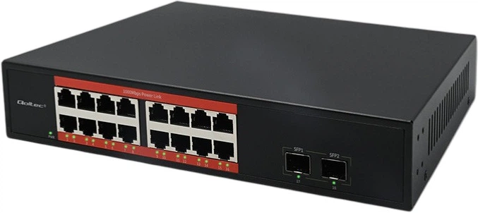 Przelacznik sieciowy Qoltec SWITCH Gigabit Ethernet 16 x RJ45 / 2 x SFP 1000 Mbps (5901878523644) - obraz 2