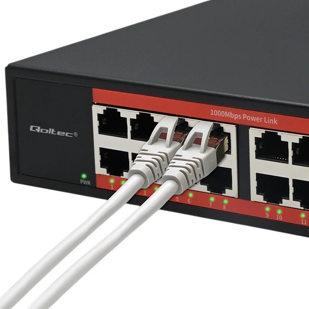 Przelacznik sieciowy Qoltec SWITCH Gigabit Ethernet 16 x RJ45 / 2 x SFP 1000 Mbps (5901878523644) - obraz 4