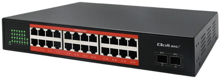 Комутатор Qoltec SWITCH Gigabit Ethernet 24 x RJ45 / 2 x SFP 1000 Mbps (5901878523651) - зображення 2
