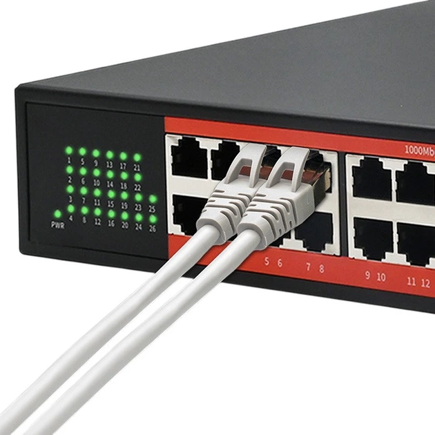 Комутатор Qoltec SWITCH Gigabit Ethernet 24 x RJ45 / 2 x SFP 1000 Mbps (5901878523651) - зображення 4