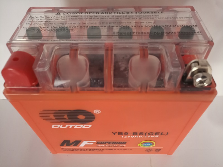 Гелієвий мото акумулятор OUTDO YB9 BS 12V 9Ah для скутера мопеда GEL - зображення 3