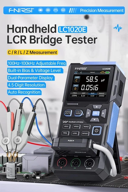 Тестер цифровий, високоточний FNIRSI LC1020E LCR, ESR для вимірювання електронних компонентів, опору, ємності, індуктивності Black - изображение 9