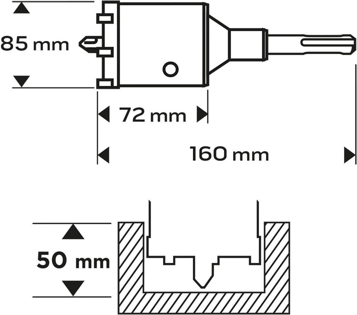 Otwornica widiowa NEO Tools 85 mm z adapterem 55-323 (5906692003563) - obraz 4