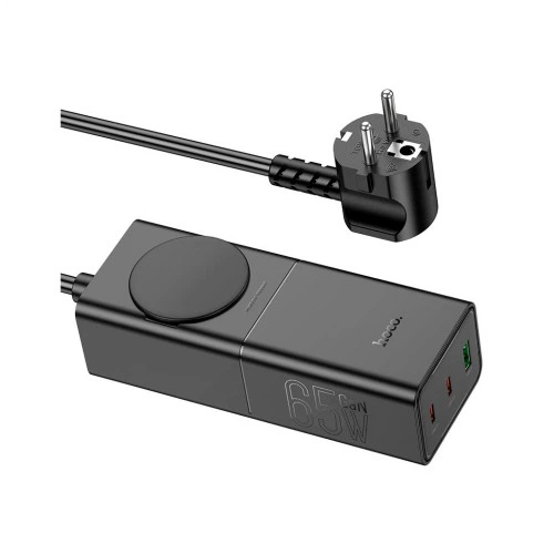 Зарядний пристрій HOCO NS4 Sharp desktop socket 2xUSB-C + USB-A PD65W Black (6942007617352) HOCO 6942007617352 995861 - зображення 2