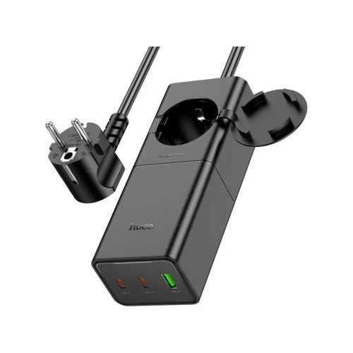 Зарядний пристрій HOCO NS4 Sharp desktop socket 2xUSB-C + USB-A PD65W Black (6942007617352) HOCO 6942007617352 995861 - зображення 3