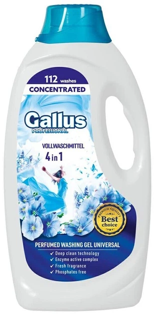 Гель для прання Gallus Universal Professional Concentrated 4в1 4.05 л Універсальний 112 прань - Фото 1 Гель для прання Gallus Universal Professional Concentrated 4в1 4.05 л Універсальний 112 прань - зображення 1