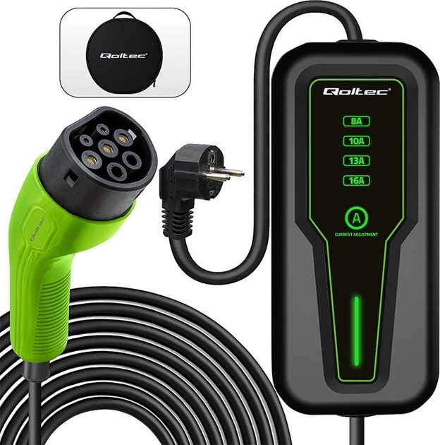Мобільний зарядний пристрій для електромобіля Qoltec EV з регулюванням 2 в 1 Type 2 3.5 кВт 4 м (5901878525747) - зображення 5