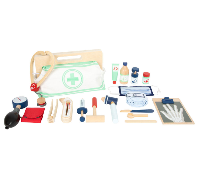 Zestaw zabawkowy Small Foot Torba lekarska z drewnianymi akcesoriami lekarskimi 18 szt (4020972119162) - obraz 10