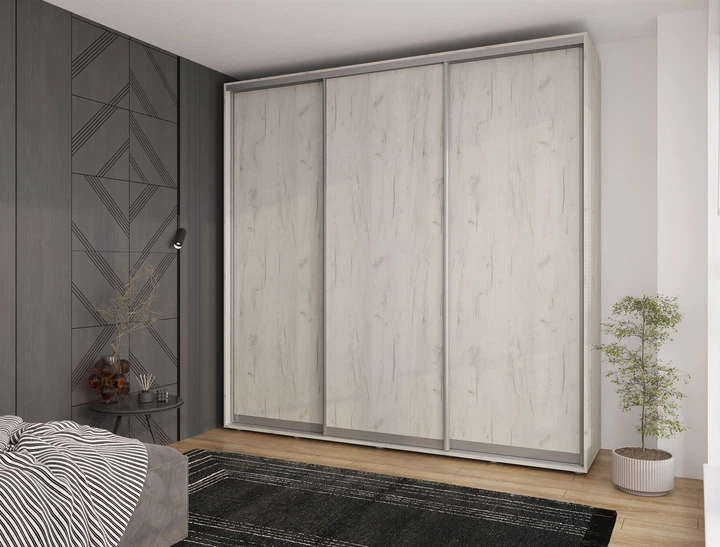 Шкаф-купе Феникс 2900x450x2400 мм 3 ДСП Дуб крафт Белый (FM171475) - Фото 2 Шкаф-купе Феникс 2900x450x2400 мм 3 ДСП Дуб крафт Белый (FM171475) - изображение 2