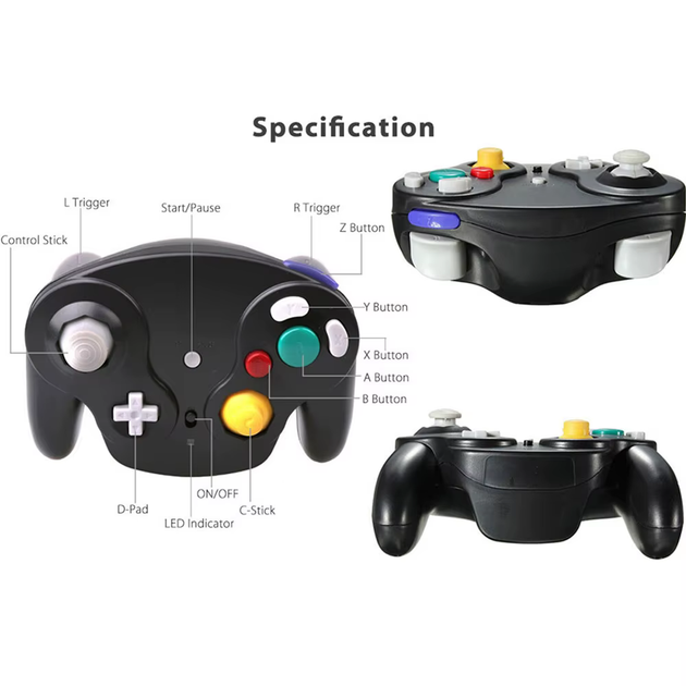 Геймпад для Nintendo GameCube беспроводной совместимый с Wii Черный - изображение 5