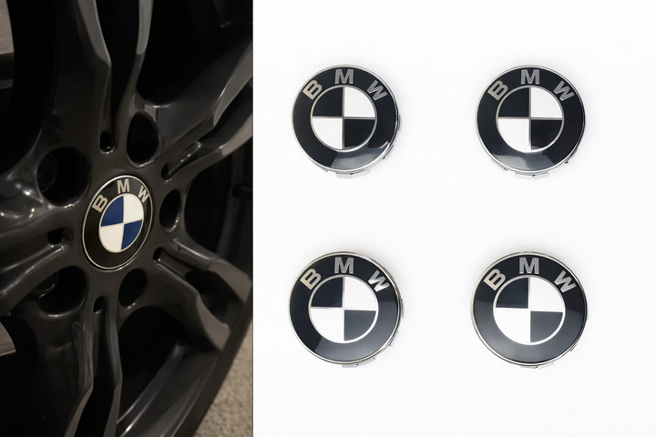 Центральные колпачки BMW 68 мм Черно-Белые | Заглушки ступицы на диски БМВ | Комплект 4 шт - изображение 2