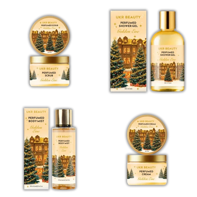 Новорічний набір для тіла UKR BEAUTY Golden Eve (Напередодні Різдва)- скраб, гель для душу, крем, міст - Фото 1 Новорічний набір для тіла UKR BEAUTY Golden Eve (Напередодні Різдва)- скраб, гель для душу, крем, міст - изображение 1