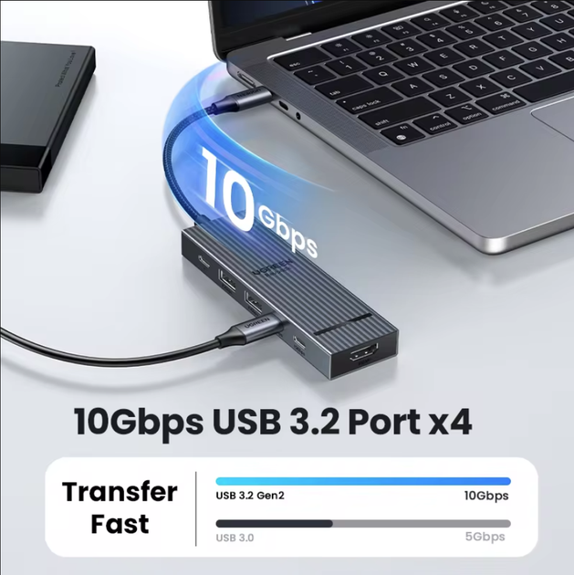 USB-хаб Ugreen Revodok 6-in-1 CM818 Grey 4K 60Hz - Фото 4 USB-хаб Ugreen Revodok 6-in-1 CM818 Grey 4K 60Hz - зображення 4