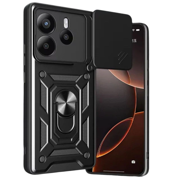 Чехол Primo Shockproof для Xiaomi Redmi Note 14 4G - противоударный, с подставкой и шторкой для камеры - Black - Фото 3 Чехол Primo Shockproof для Xiaomi Redmi Note 14 4G - противоударный, с подставкой и шторкой для камеры - Black - изображение 3