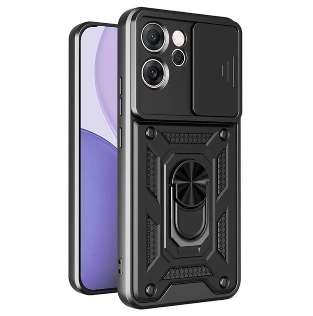 Чехол Primo Shockproof для Oppo Reno 14F 5G - противоударный, с подставкой и шторкой для камеры - Black - изображение 3