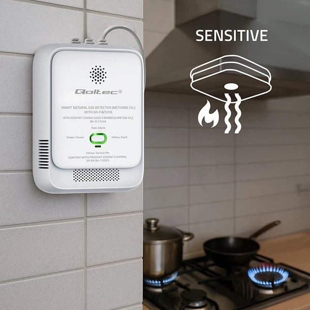 Датчик витоку природного газу Qoltec Wi-Fi 85 дБ LED (5901878526515) - зображення 9